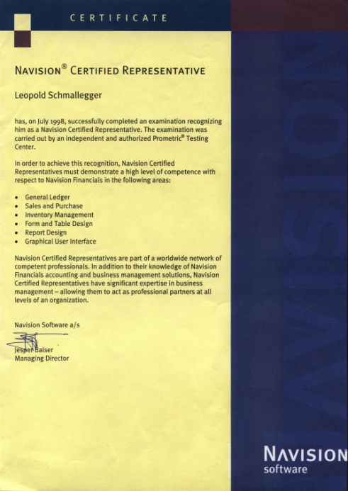 Leopold's Navision certification